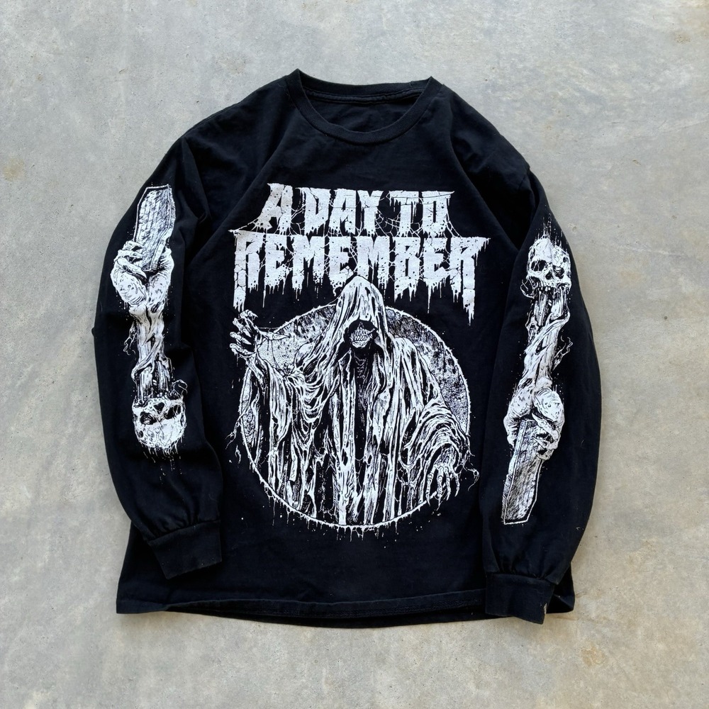 Vintage Grim Reaper Shirt Mens Medium Black Biker MMA Y2k WCC Style Metal Skull